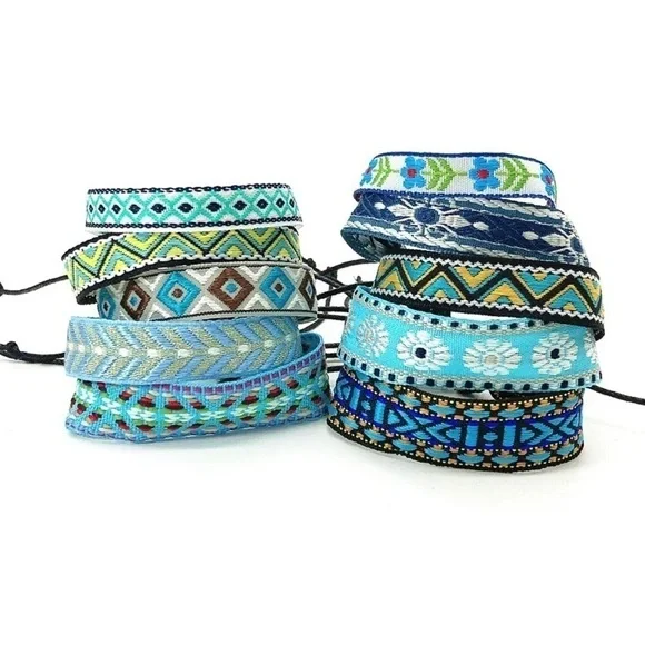 3 For $35 Bohemian Handwoven 10 Piece Unisex Bracelet Set Various Woven Patterns - Picture 1 of 2